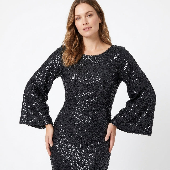 Black Sequin Mermaid Maxi Dress
