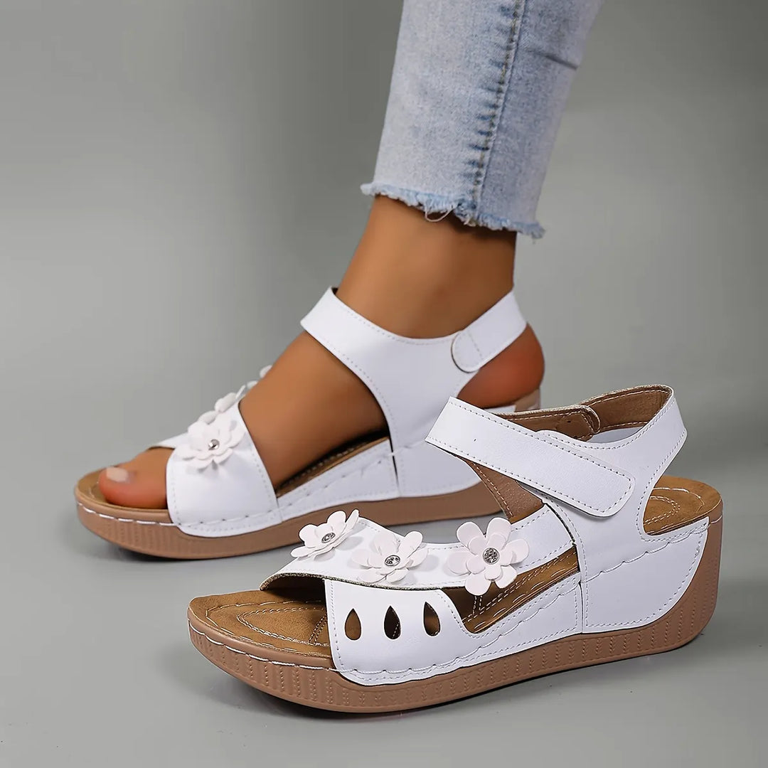 Ambella Comfortable Floral Sandals with Wedge Heel, view 10 - Elena Harper