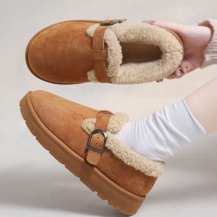 Women's Winter Clogs in Suede with Adjustable Buckle - Linnea