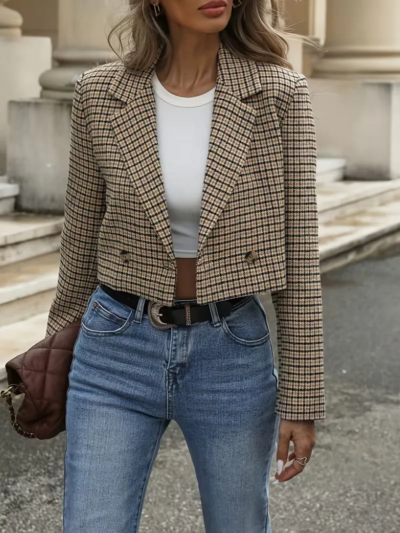 Women's Checkered Blazer - Structured and Elegant