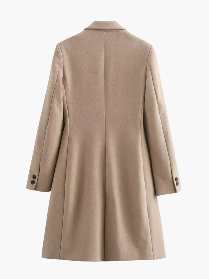 Minimalist Beige Single-Breasted Coat - Timeless Elegance