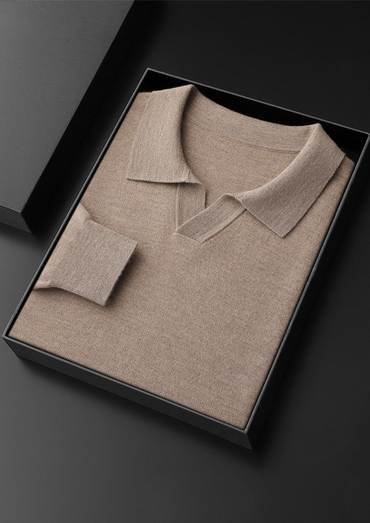 Emma & Rose cashmere buttonless sweater polo — premium knitwear