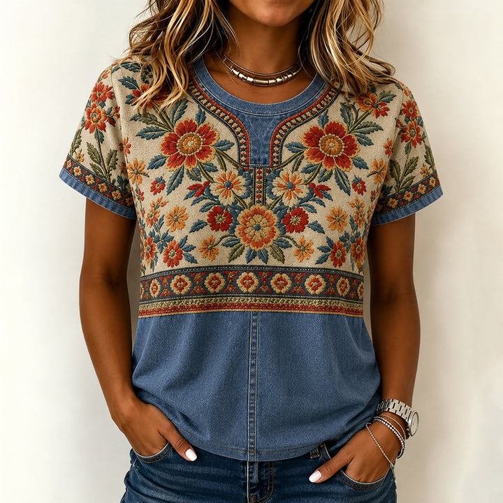 Vintage Floral Print Blouse