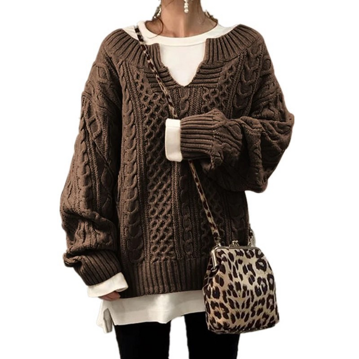 Thick Women's Cable Knit Sweater - Warm and Casual
