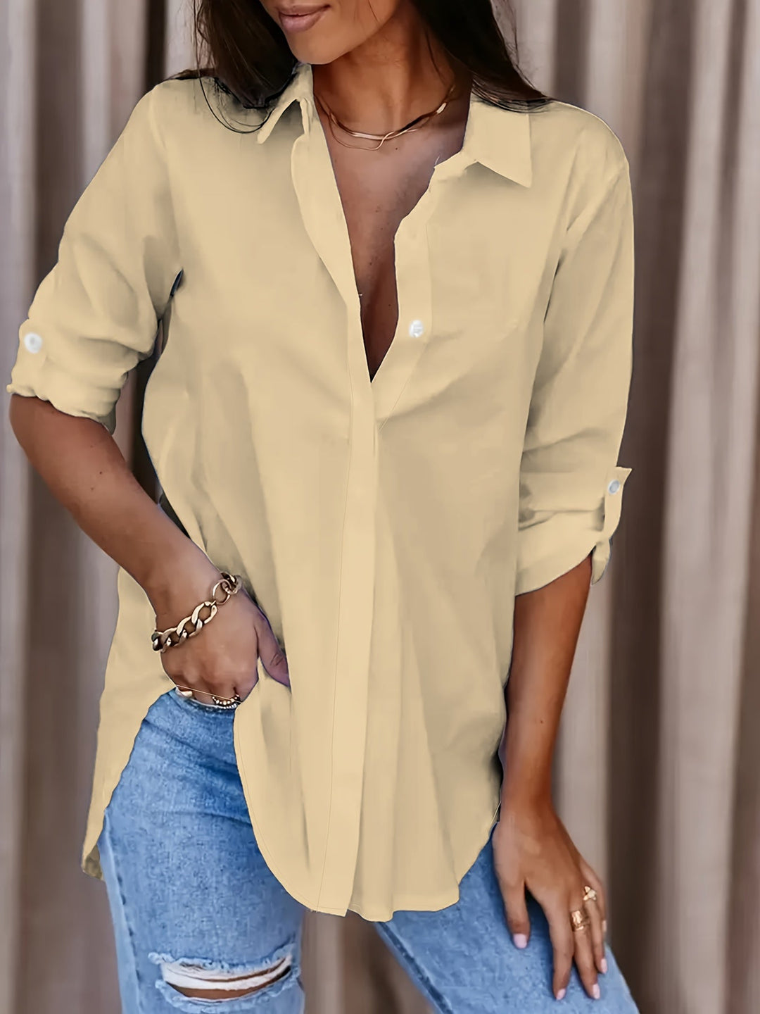 Sylvia Relaxed Collared Shirt, view 3 - Elena Harper