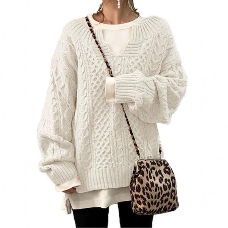 Thick Women's Cable Knit Sweater - Warm and Casual