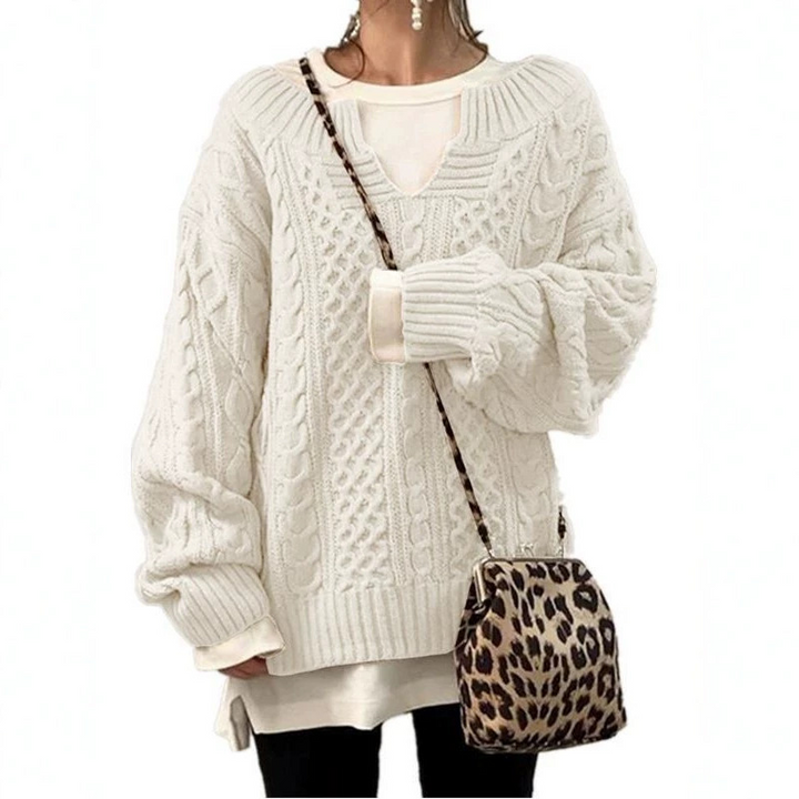 Thick Women's Cable Knit Sweater - Warm and Casual