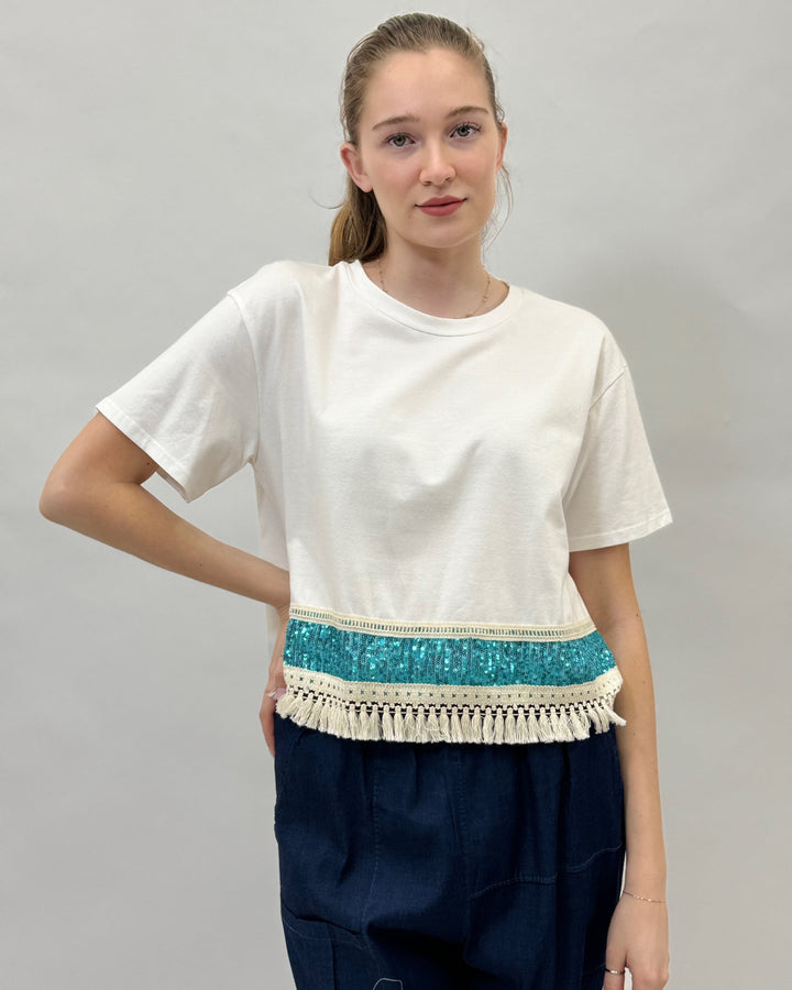 Rina™  |  Sequin Fringe T-shirt