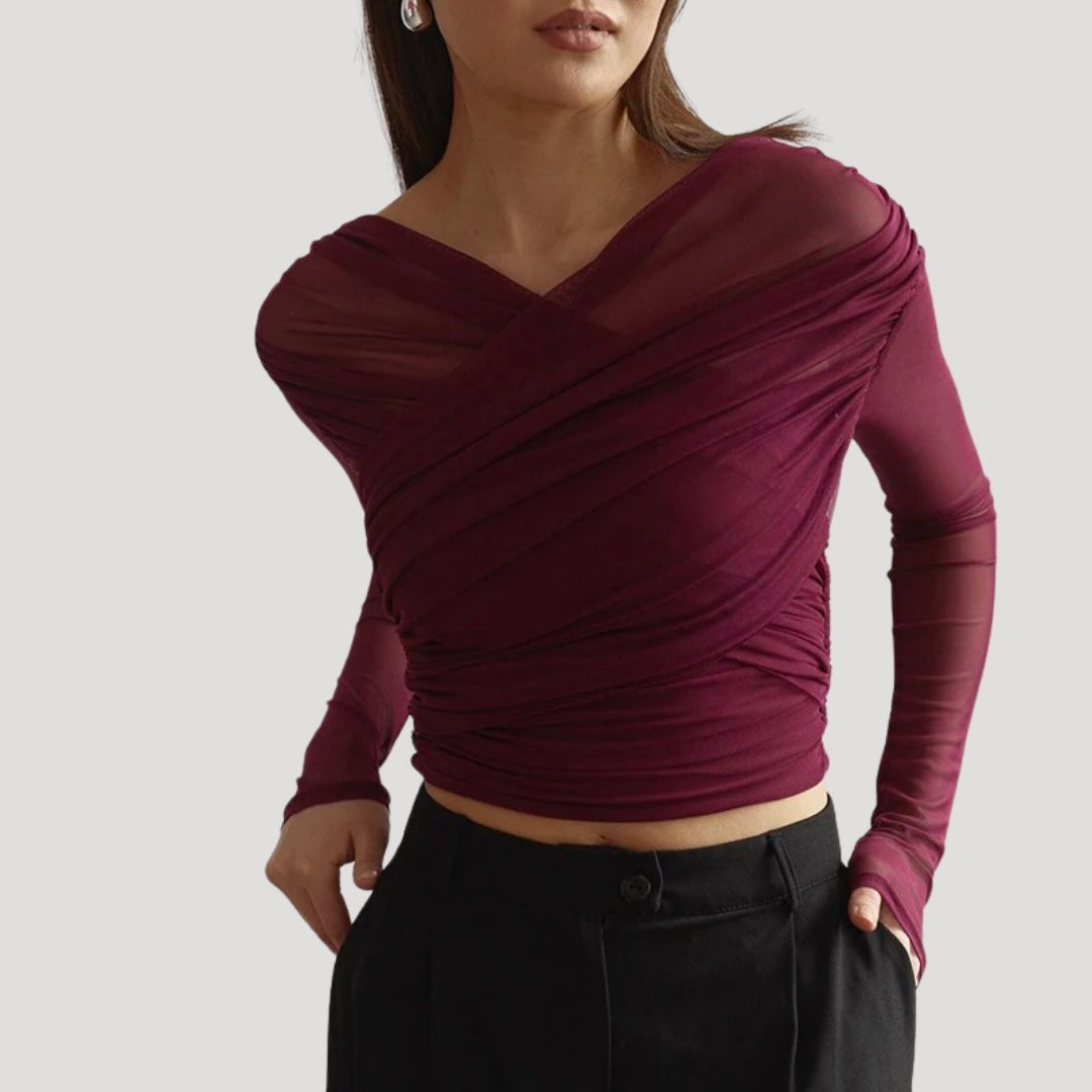 Isona | Women's Long Sleeve Cross Top for Spring