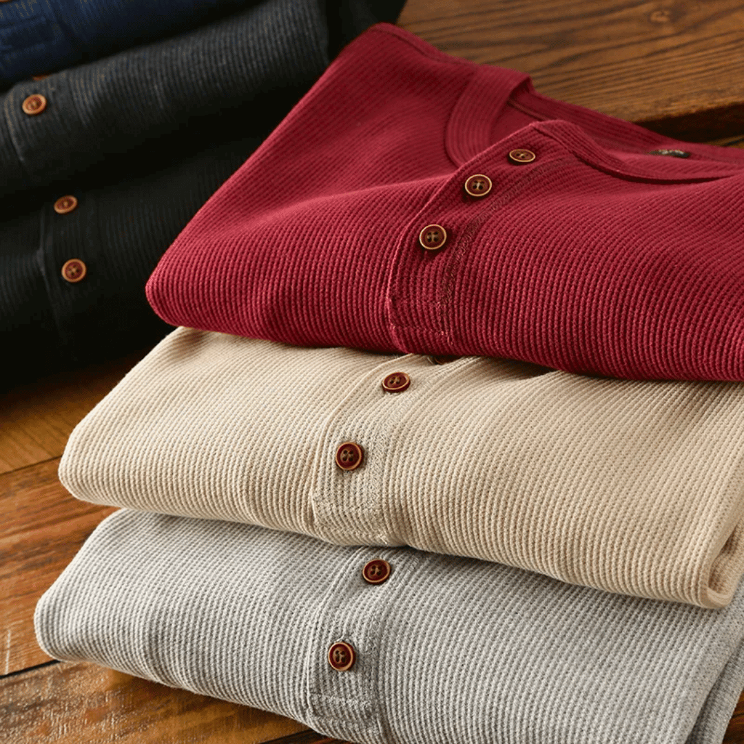 Men's Soft Henley Neck Shirt, view 7 - Elena Harper