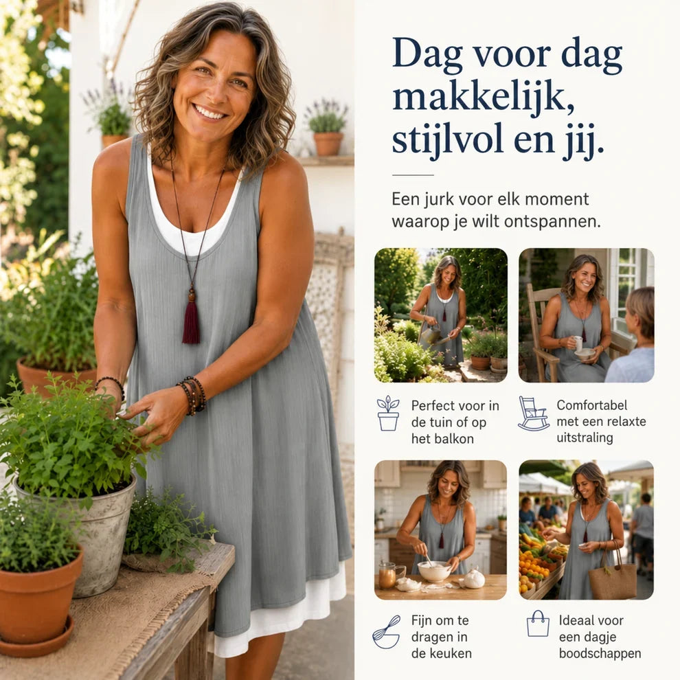 Claudia™ | Sleeveless Belly-Covering Midi Dress with Pockets