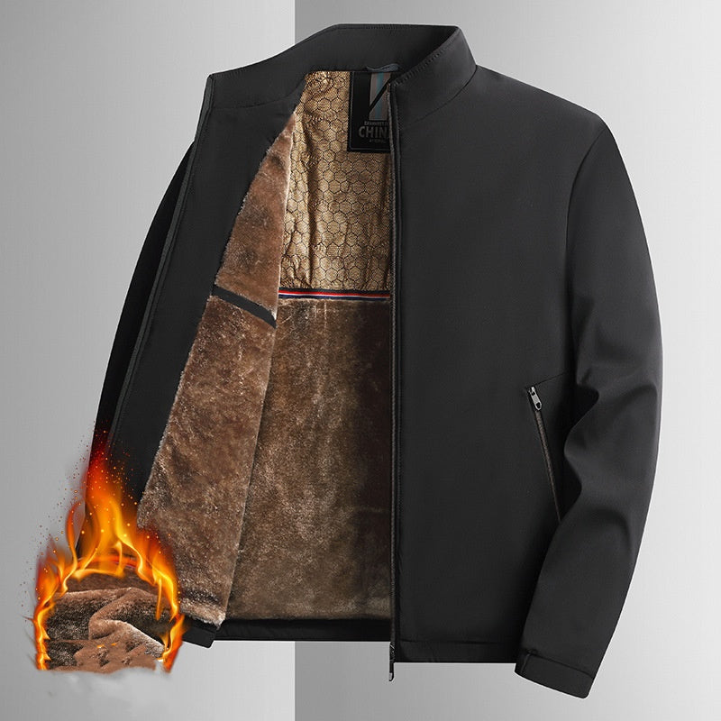 Men's Warm Zip-Up Jacket with High Collar