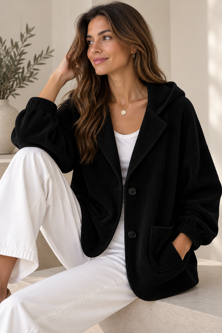 Women's Oversized Corduroy Hooded Jacket