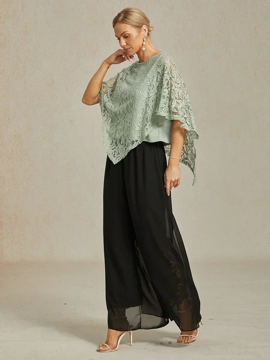 Graciana | Chiffon Trousers with Straight Leg and Slit