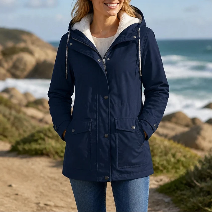 Mandy Warm and Stylish Fleece Winter Jacket with Hood, view 8 - Elena Harper