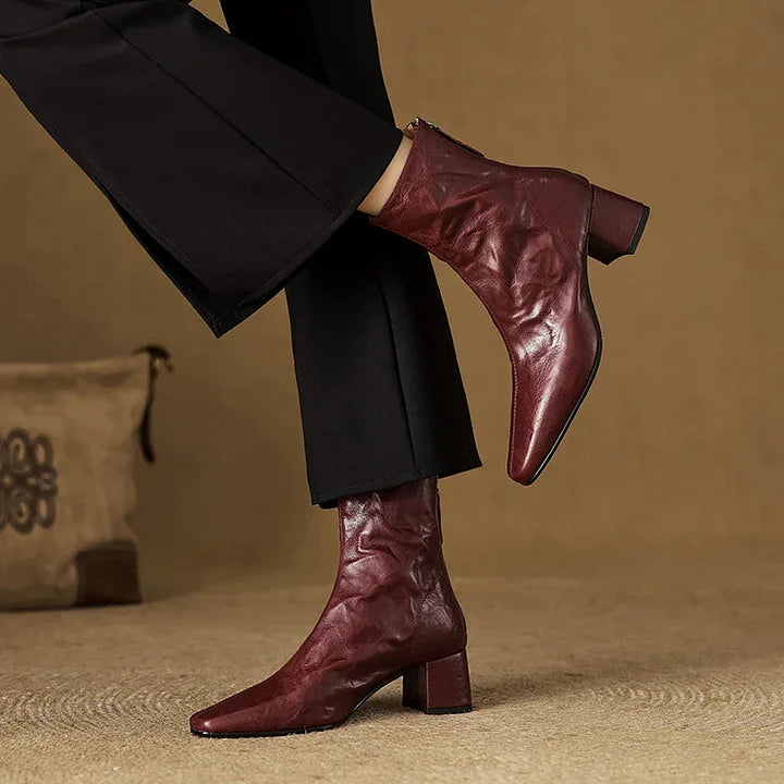 Selmia - Casual Ankle Boots With Square Toe