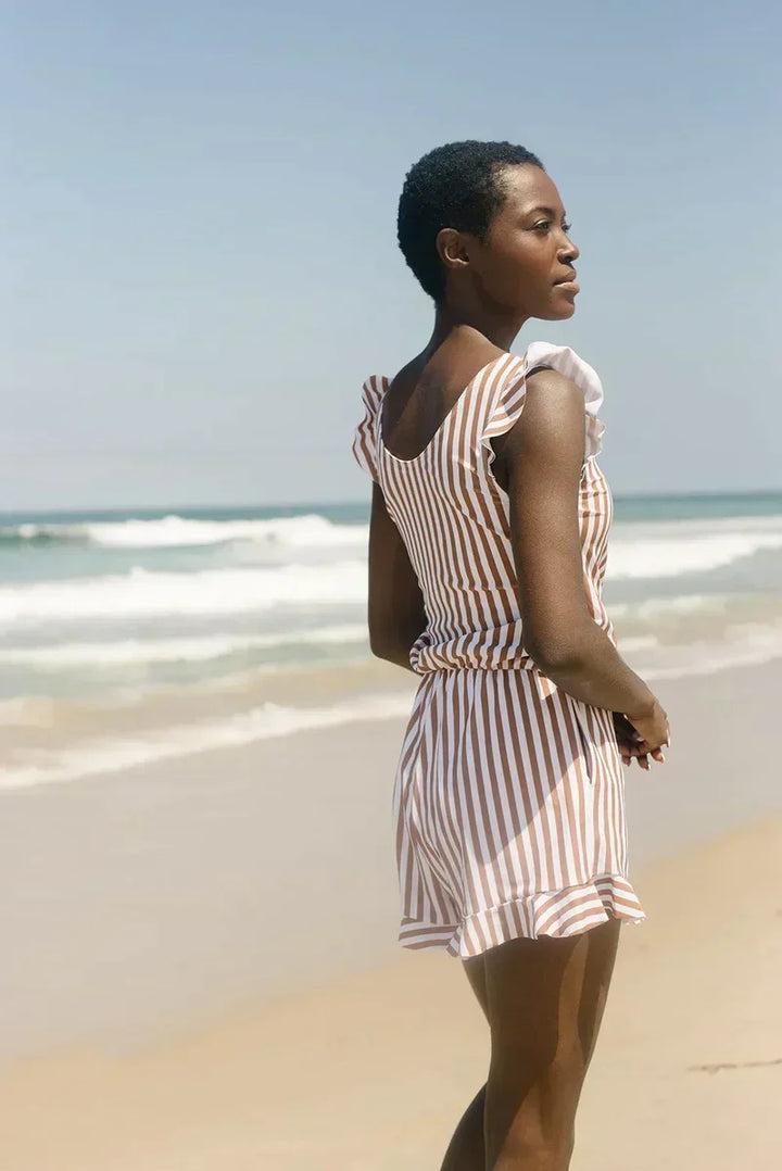Women's One-Piece Swimsuit with Integrated Bra and Ruffled Sleeves | Ideal for Summer