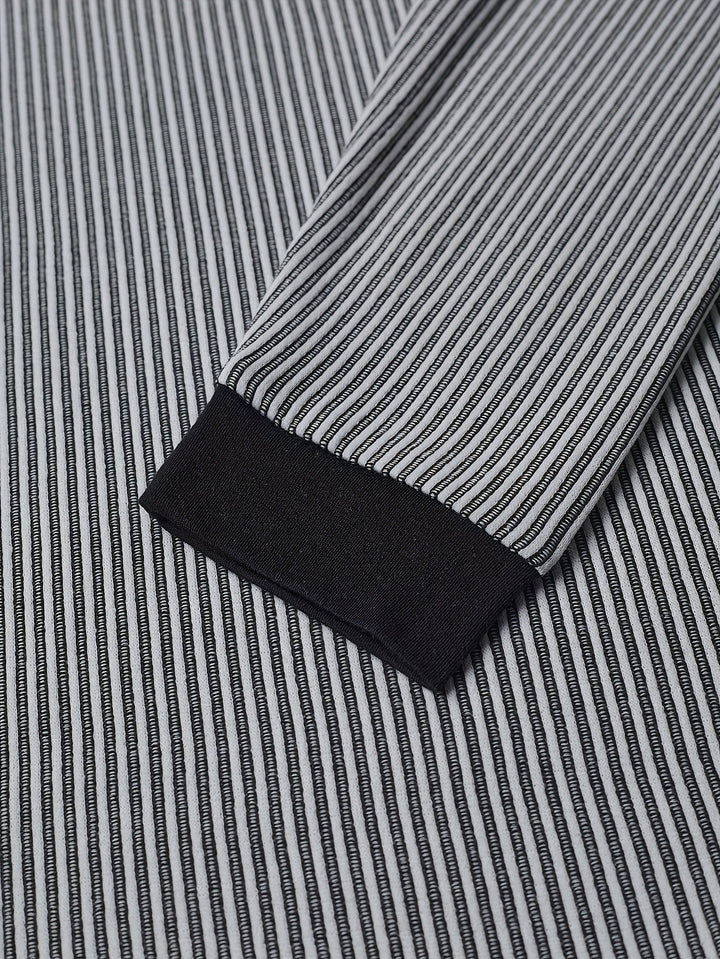 Deegan Long Sleeve Henley Shirt with Textured Striped Collar, view 9 - Elena Harper