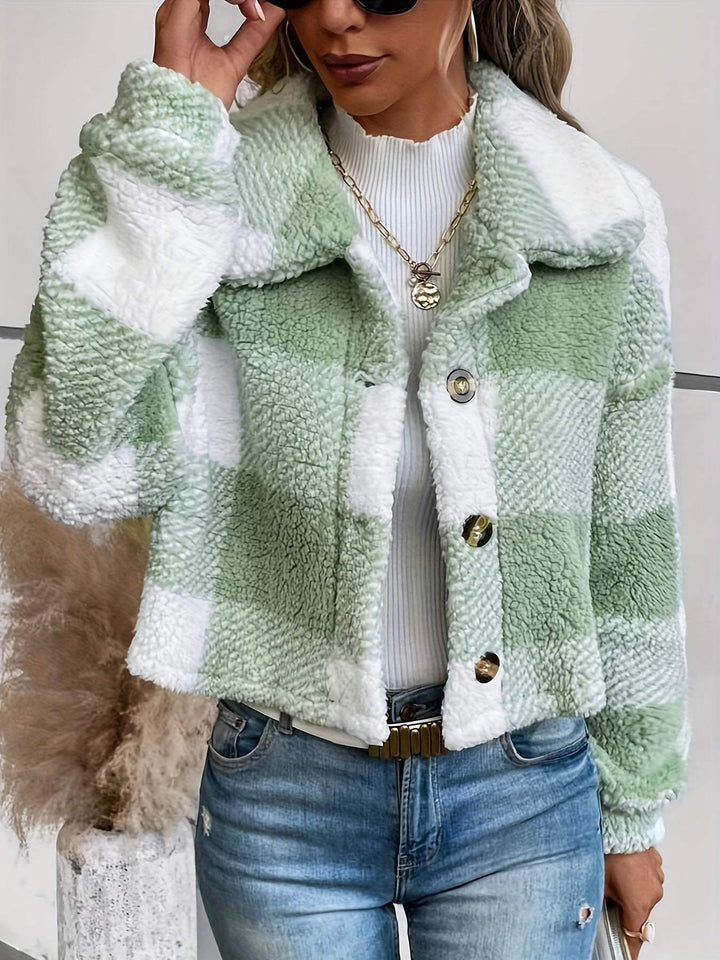 Priya - Chic Vichy Sherpa Coat