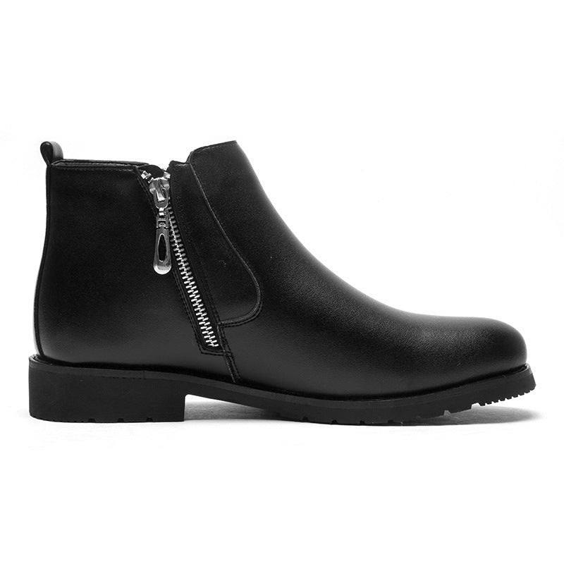 Men's Leather Ankle Boots with Side Zipper - Adrian
