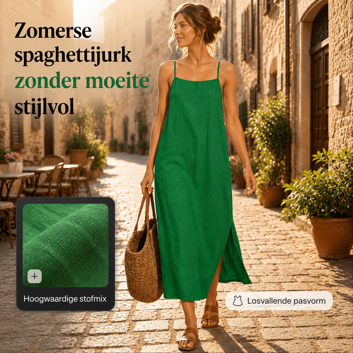 Ivara™ | Belly-Covering Linen-Look Maxi Dress