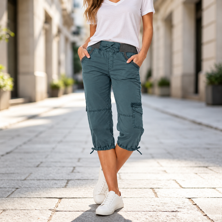 Elise™ | High-Waist Cargo Capri Pants with Pockets