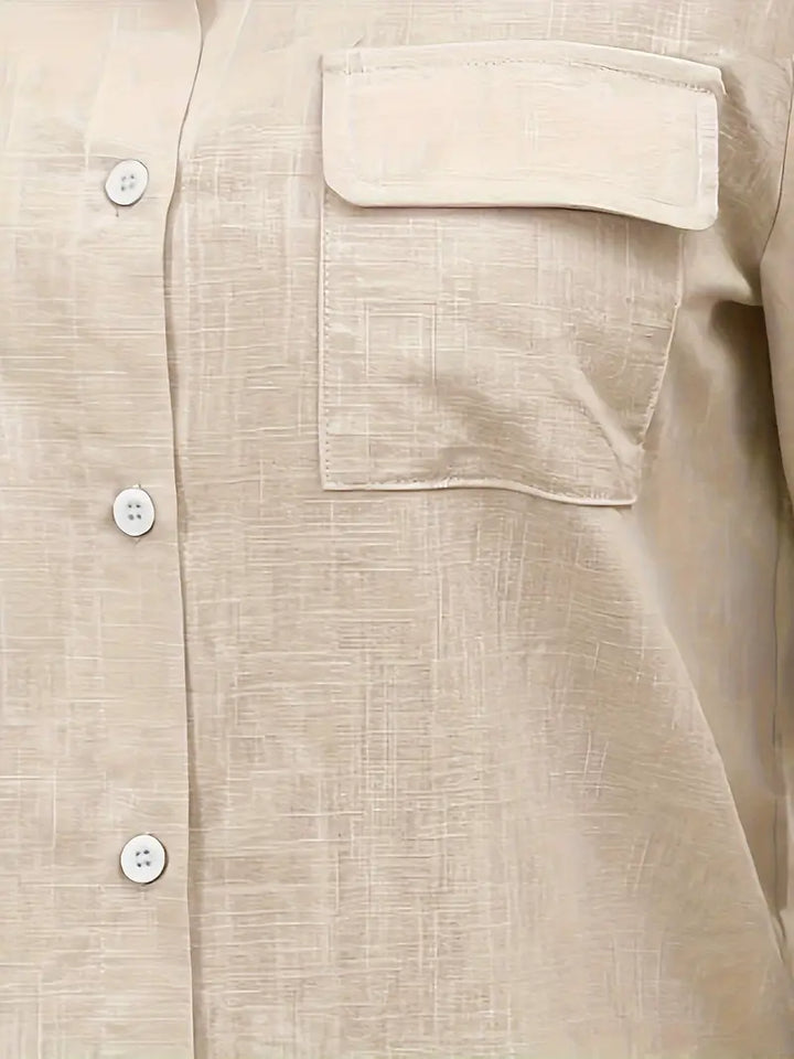 Athena - Cotton Shirt With Front Pockets
