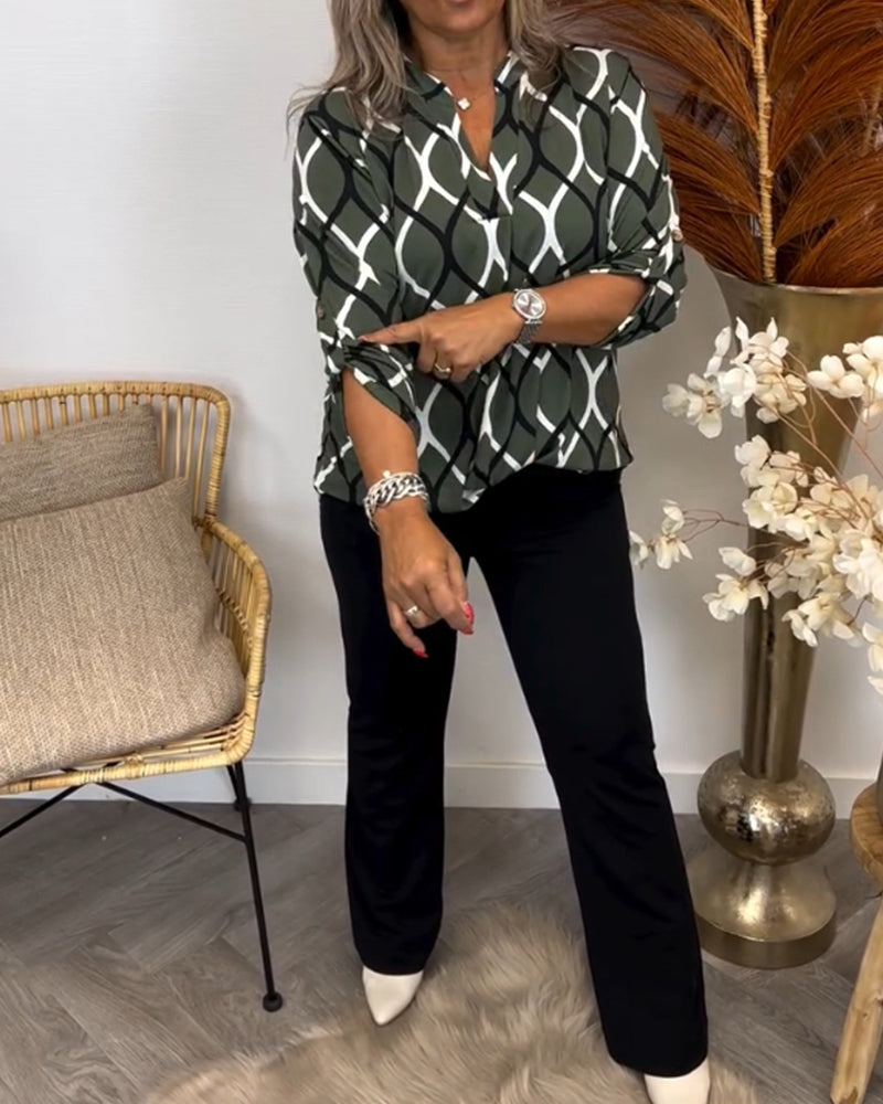 Amelia™ - Casual Patterned Blouse with Long Sleeves