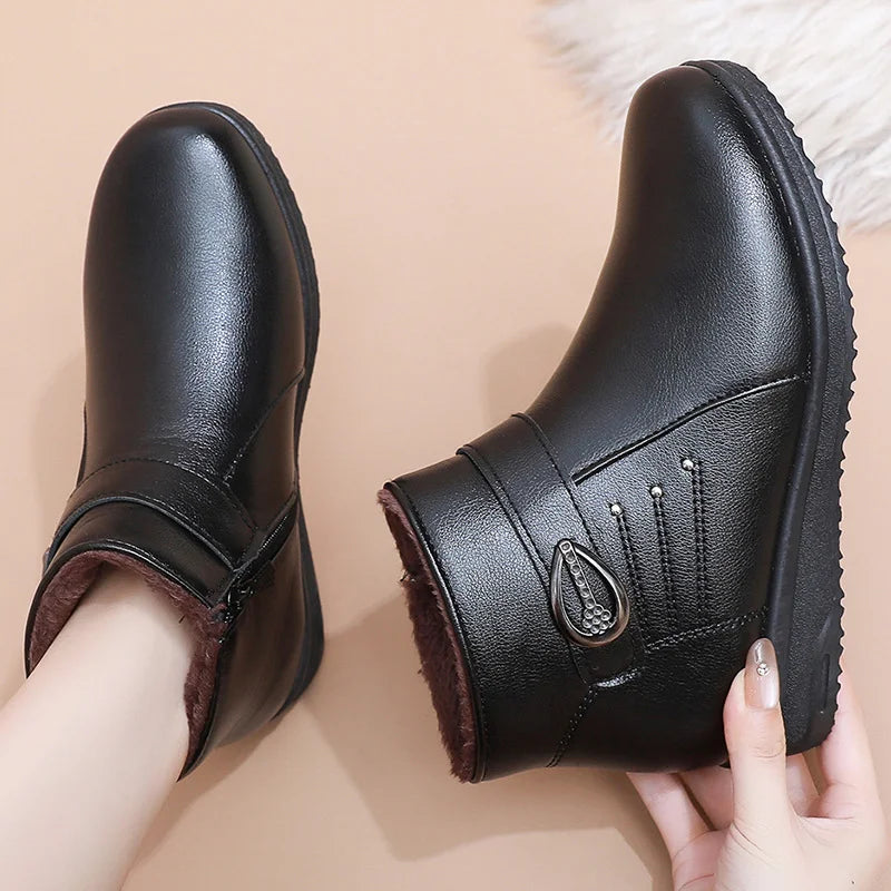 Petruta Warm Suede Ankle Boots, view 7 - Elena Harper