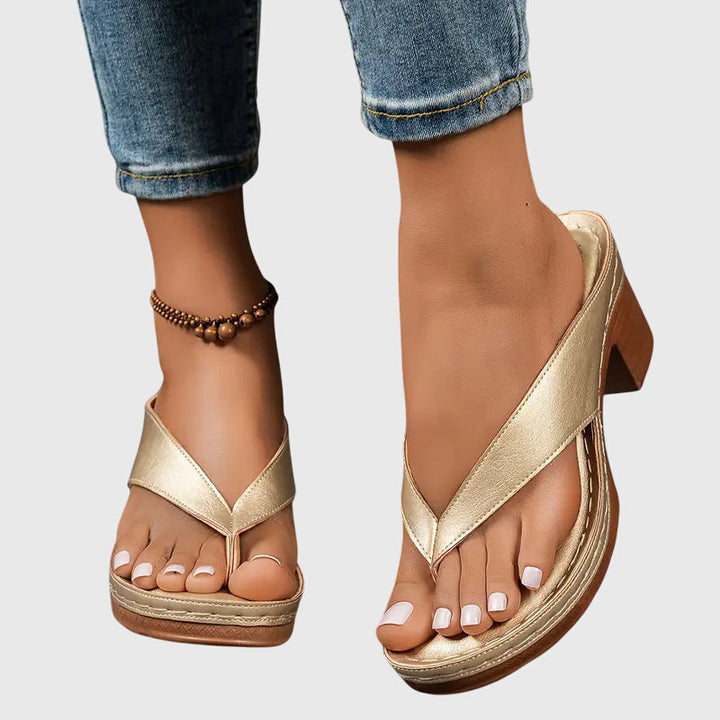 Women's Orthopaedic Sandals with Mid Height Heel for Summer