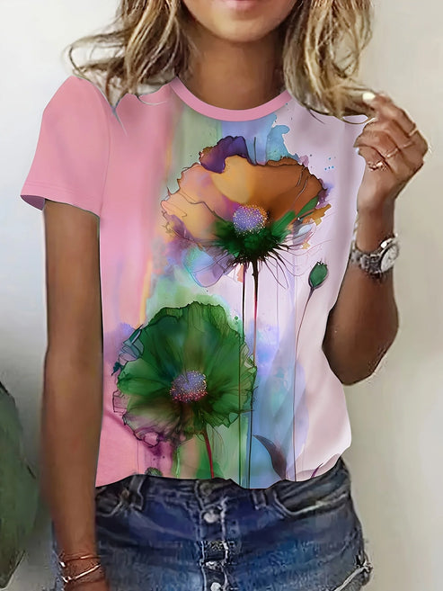 Fabienne - Short Sleeve Floral Print T-Shirt