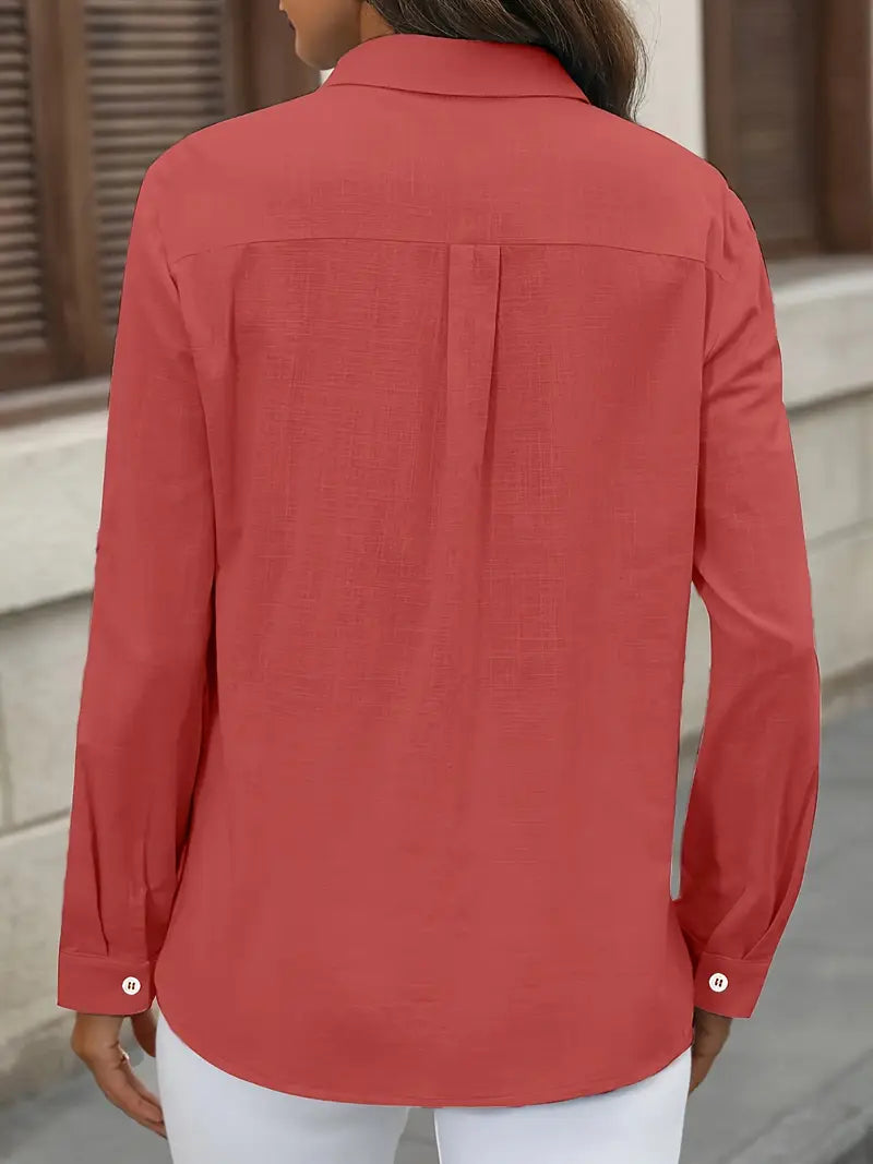 Athena - Cotton Shirt With Front Pockets