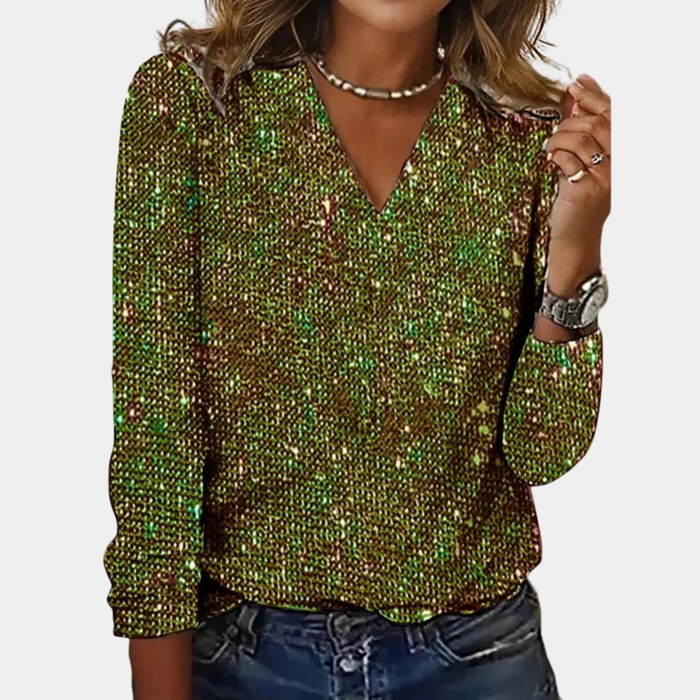 Lydia | Sparkling Sequin Top with Elegant V-Neck