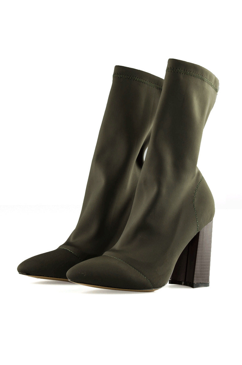 Soauzha - Thick Heeled Wool Boots