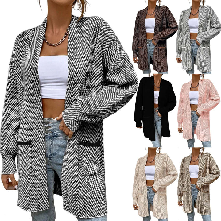 Long Women's Sweater with Pockets Loose and Casual, view 2 - Elena Harper