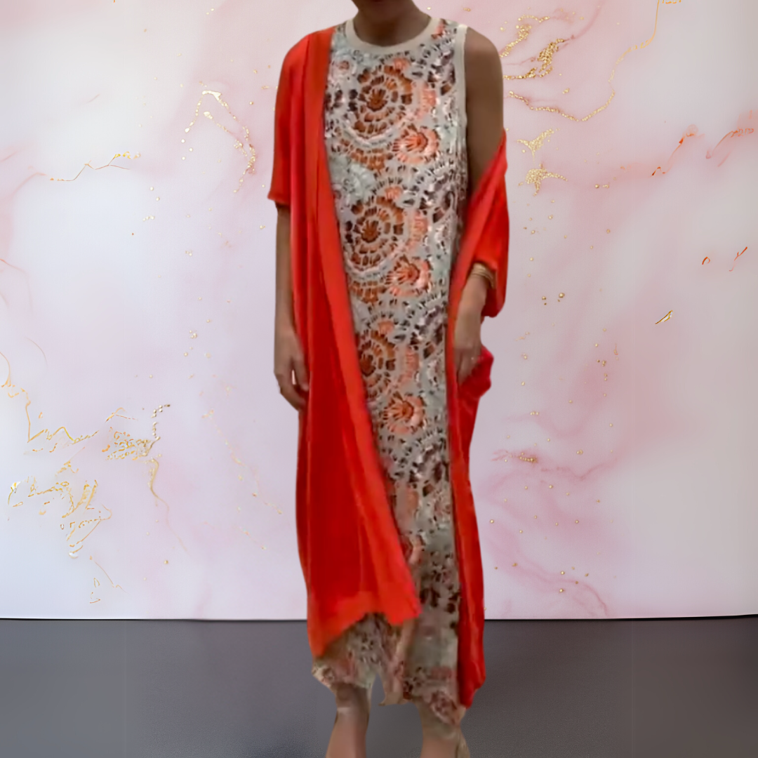 Women's Maxi Dress Set with Fluid-Cut Vest Elegant Chic Style