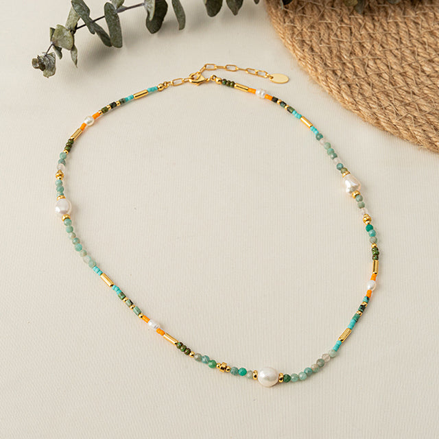 Bohemian Colorful Bead Necklace, view 3 - Elena Harper