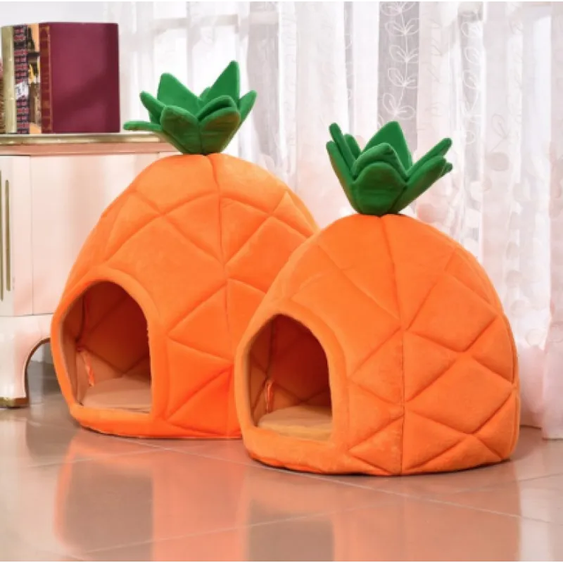 Unisex Pineapple Cat Cave - Cozy Pet Retreat for Cats & Small Dogs