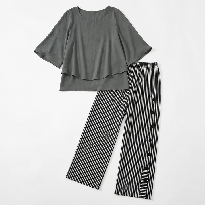 Procida Chiffon Overlay Two-Piece Trouser Set