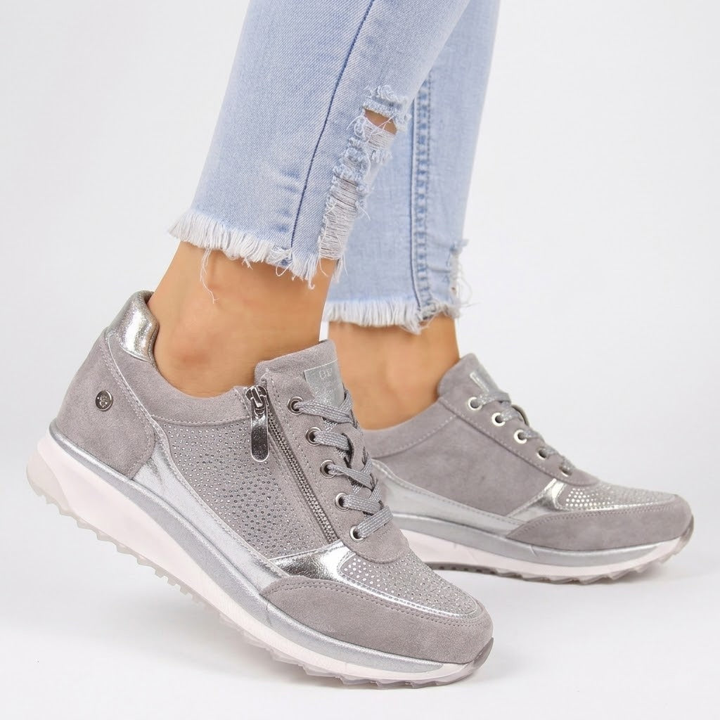 Camille Laurent | Metallic Zip-Side Comfort Sneakers For Women