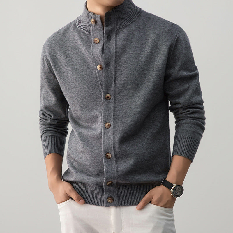Thick High-Neck Cardigan for Men Silah, view 6 - Elena Harper