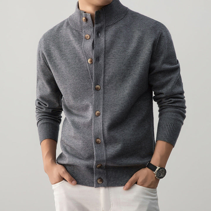 Thick High-Neck Cardigan for Men Silah, view 6 - Elena Harper