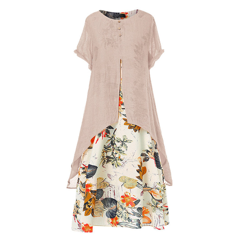 Layered Floral Print Women's Dress