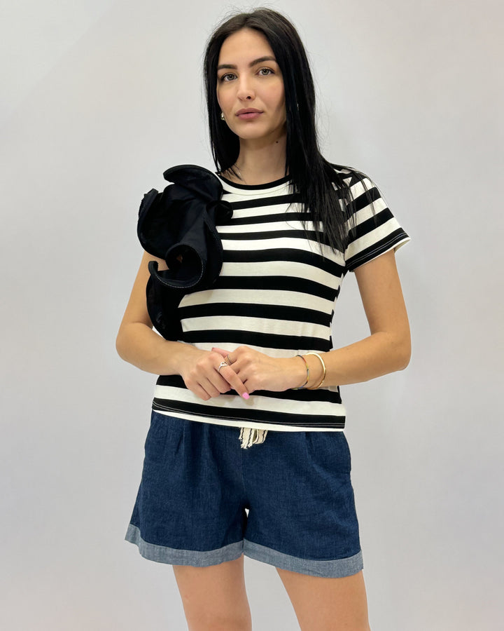 Lize™  |  Striped T-shirt Ruffle Detail