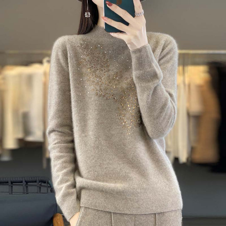 Knit Pullover with Leaf Pattern