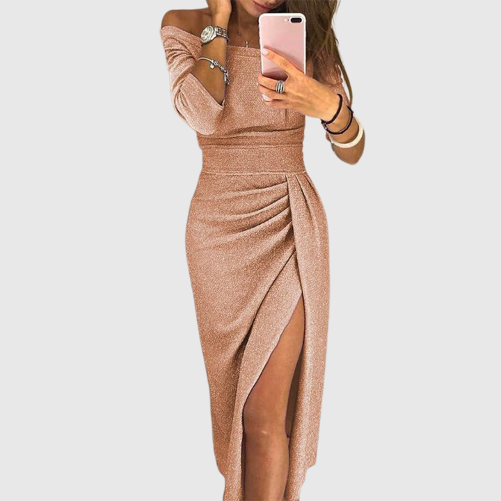 Eirian Off-Shoulder Evening Dress, view 2 - Elena Harper