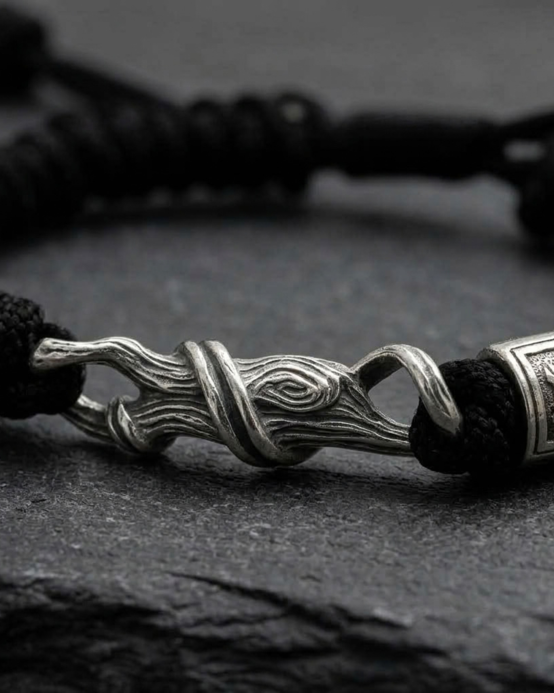 Adjustable Cord and Sterling Silver Bracelet for Men