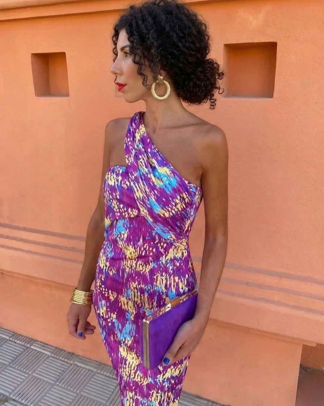 Andrea | Asymmetrical One-Shoulder Summer Midi Dress