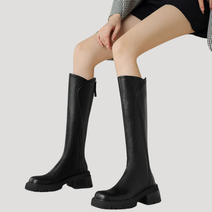 Women's High Boots with Thick Square Heel