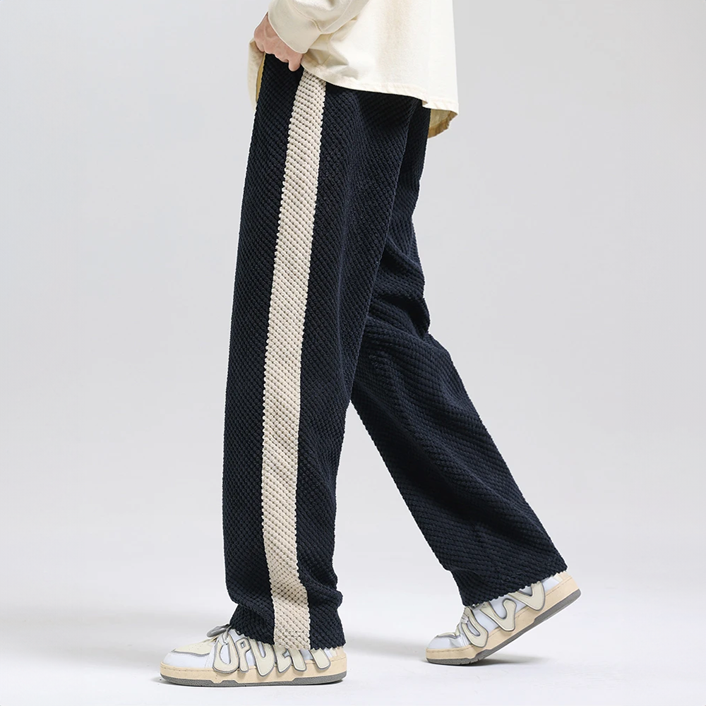 Men's Waffle Knit Joggers with Side Stripe Drawstring
